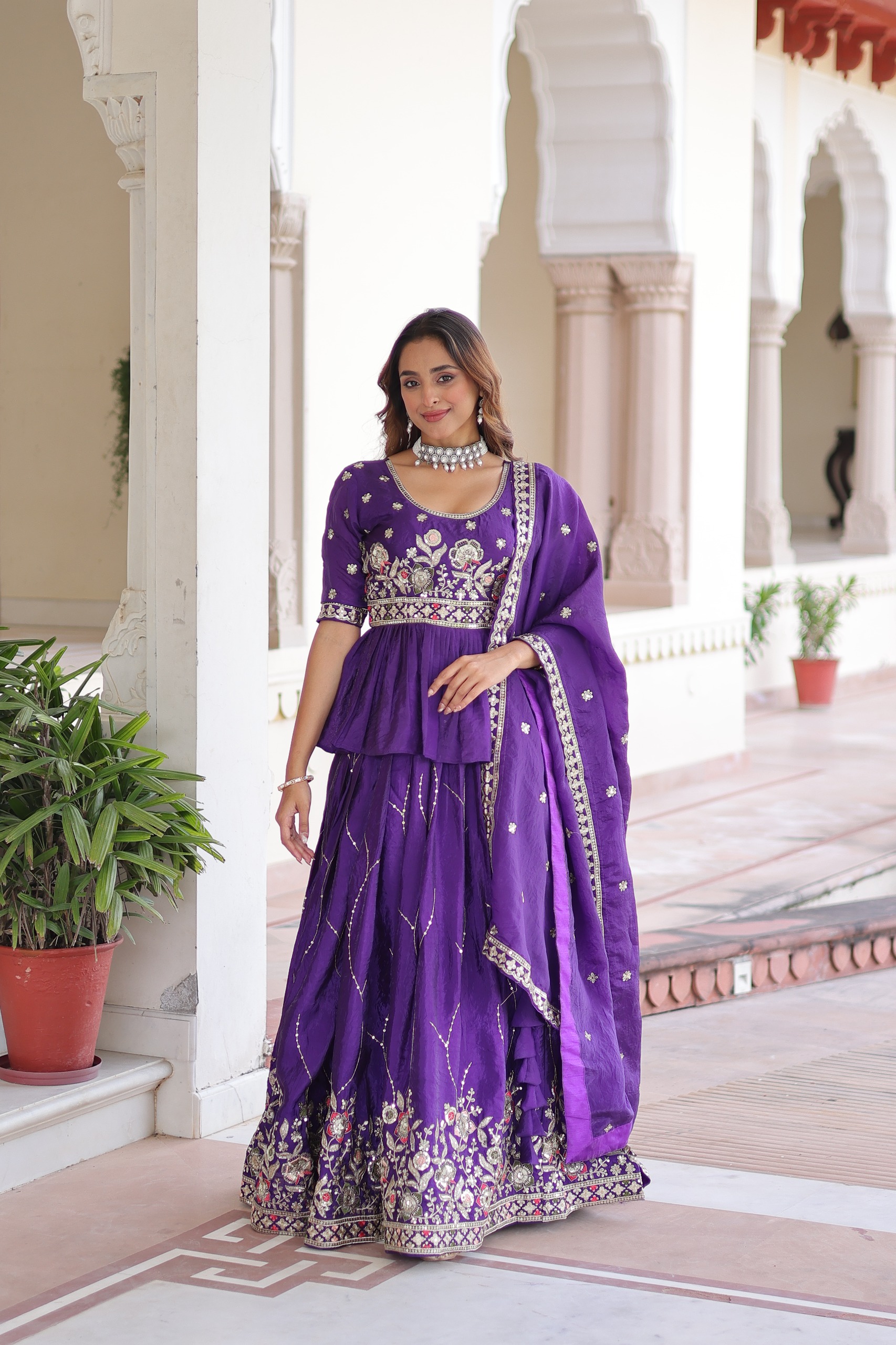 Purple Gold Crush Embroidery Zari Work Lehenga Choli | Lehenga, Bollywood Lehenga, Creative Lehenga, Designer Lehenga, Embroidered Lehenga, Party Wear Lehenga