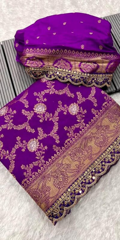 Purple Jacquard Weaving Embroidery Cording Lace Saree | Sarees, Bollywood Sarees, Creative Sarees, Designer Sarees, Embroidered Sarees, Ethnic Saree, Modern Digital sarees, Party Wear Sarees