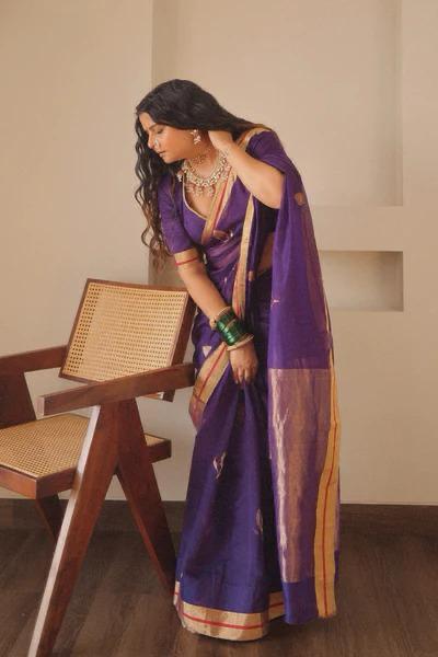 Purple Lichi Silk Jacquard Saree | Sarees, Bollywood Sarees, Creative Sarees, Designer Sarees, Embroidered Sarees, Ethnic Saree, Modern Digital sarees, Party Wear Sarees