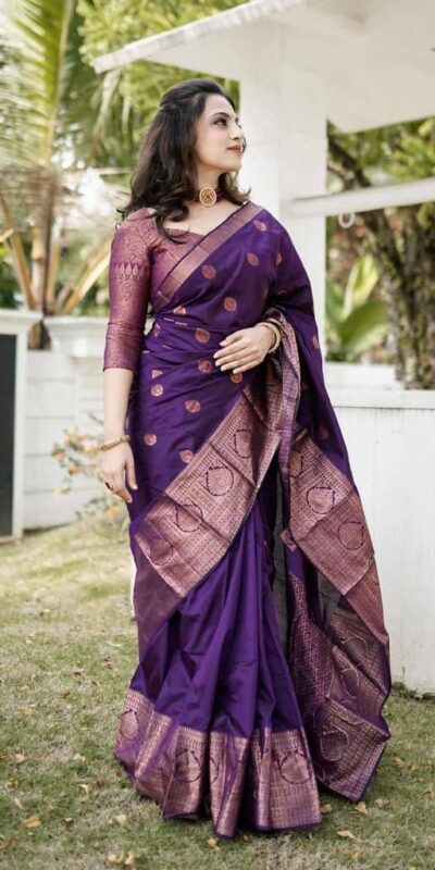 Purple Lichi Silk Rich Pallu Work Border Saree | Sarees, Bollywood Sarees, Creative Sarees, Designer Sarees, Embroidered Sarees, Ethnic Saree, Modern Digital sarees, Party Wear Sarees