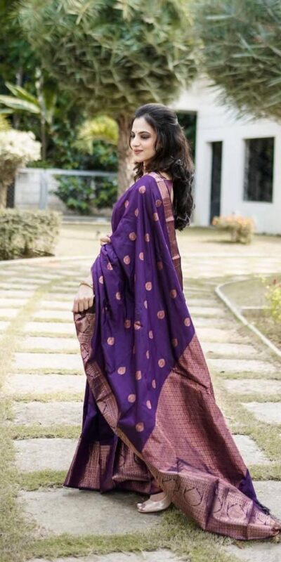 Purple Lichi Silk Rich Pallu Work Border Saree | Sarees, Bollywood Sarees, Creative Sarees, Designer Sarees, Embroidered Sarees, Ethnic Saree, Modern Digital sarees, Party Wear Sarees