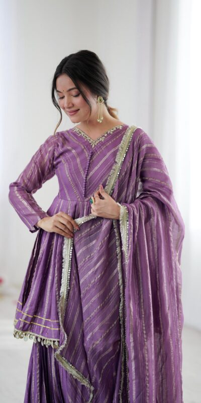 Purple Mal Chanderi Mirror Work Salwar Suit | Jump Suits, Tops & Bottoms, Track Suits, Salwar suit, Casual Suits, Creative suits, Designer Suits, Palazzo Suits, Party Wear Suits, Patiala Suits, Straight Suits, Trendy Wear