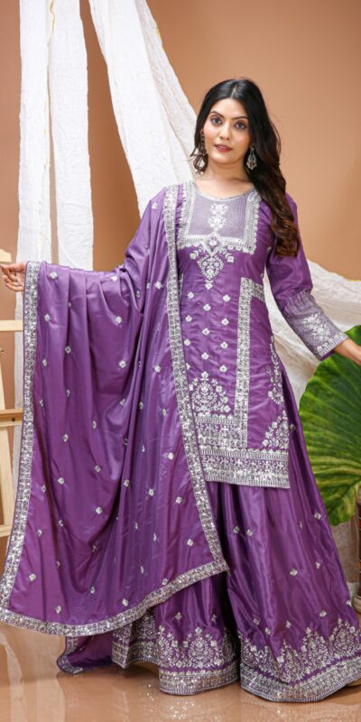 Purple Natural Crap Embroidery Work Salwar Suit | Jump Suits, Salwar suit, Casual Suits, Creative suits, Designer Suits, Palazzo Suits, Party Wear Suits, Patiala Suits, Straight Suits