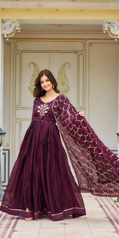 Purple Rangoli Sequence Embroidery Gown | Gowns, Bollywood Gowns, Creative Gowns, Designer Gowns, Embroidered Gowns, Party Wear Gowns