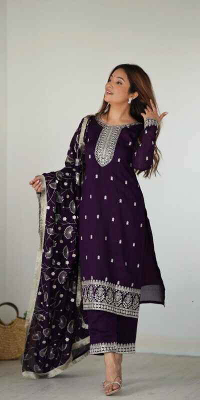 Purple Rangoli Silk Sequence Jari Work Salwar Suit | Jump Suits, Salwar suit, Casual Suits, Creative suits, Designer Suits, Palazzo Suits, Party Wear Suits, Patiala Suits, Straight Suits