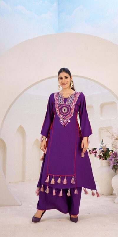 Purple Rayon Cotton Embroidery Mirror Work Salwar Suit | Jump Suits, Salwar suit, Casual Suits, Creative suits, Designer Suits, Palazzo Suits, Party Wear Suits, Patiala Suits, Straight Suits