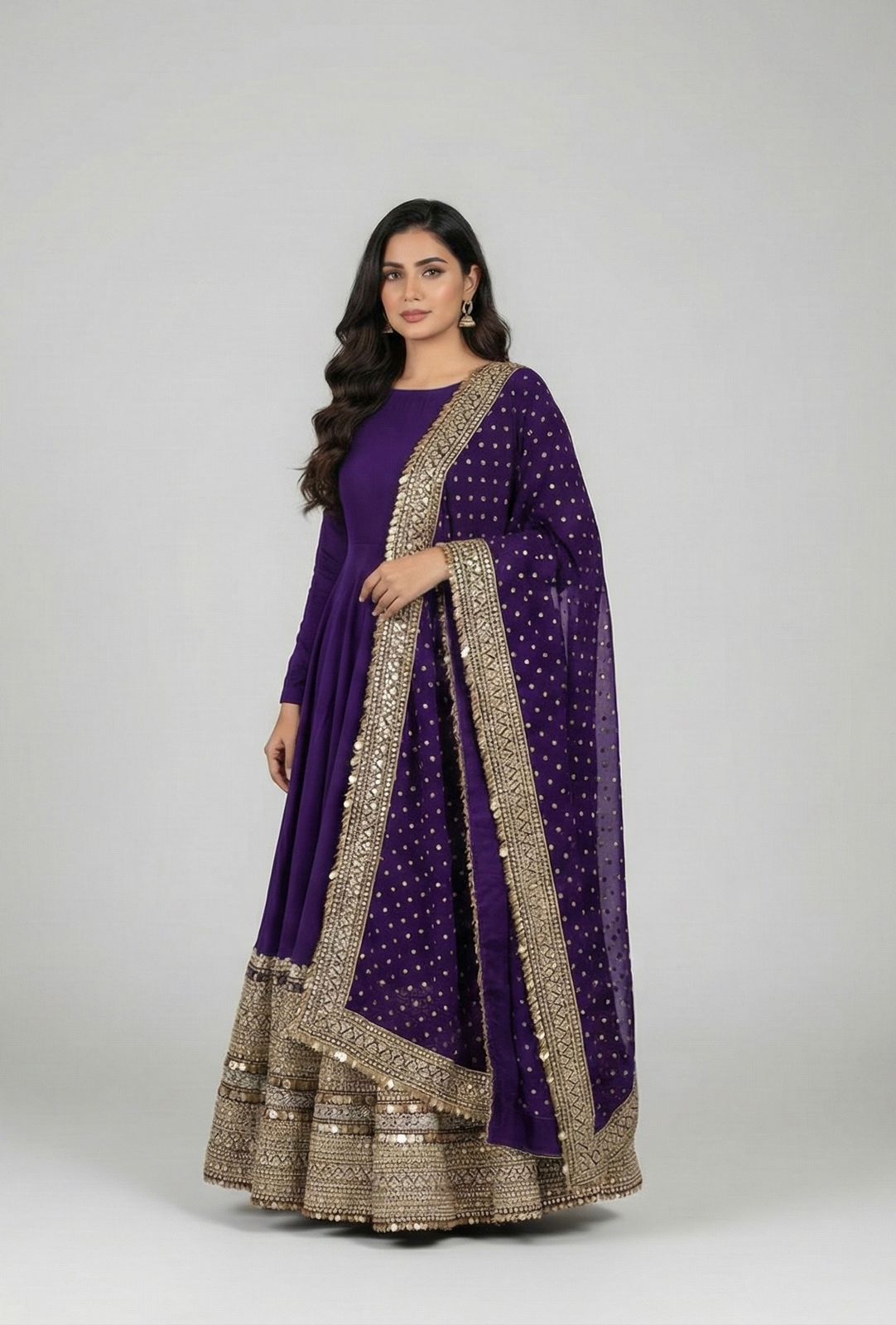 Purple Roman Silk Embroidery Lace Work Gown | Gowns, Bollywood Gowns, Creative Gowns, Designer Gowns, Embroidered Gowns, Party Wear Gowns