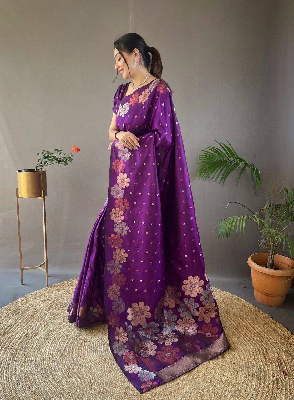 Purple Soft Lichi Silk Cloth With Lace Saree | Sarees, Bollywood Sarees, Creative Sarees, Designer Sarees, Embroidered Sarees, Ethnic Saree, Modern Digital sarees, Party Wear Sarees