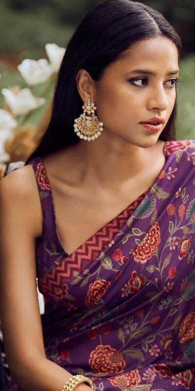 Purple Softy Silk Digital Print Lace Work Saree | Sarees, Bollywood Sarees, Creative Sarees, Designer Sarees, Embroidered Sarees, Ethnic Saree, Modern Digital sarees, Party Wear Sarees