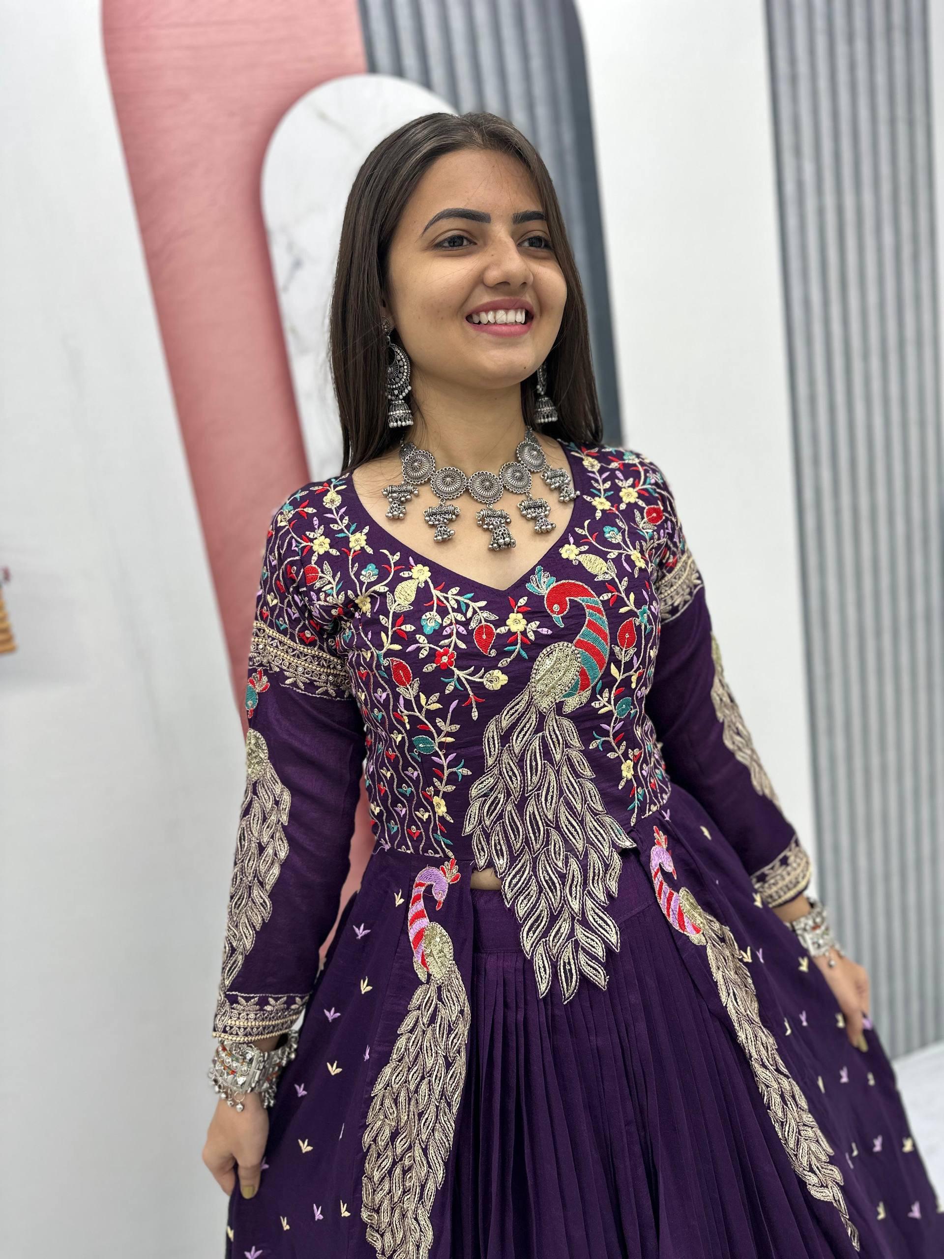 Purple Vichitra Sequence Work Lehenga Choli | Lehenga, Bollywood Lehenga, Creative Lehenga, Designer Lehenga, Embroidered Lehenga, Party Wear Lehenga
