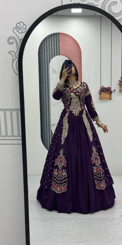 Purple Vichitra Sequence Work Lehenga Choli | Lehenga, Bollywood Lehenga, Creative Lehenga, Designer Lehenga, Embroidered Lehenga, Party Wear Lehenga