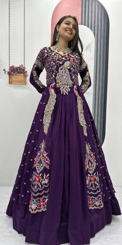 Purple Vichitra Sequence Work Lehenga Choli | Lehenga, Bollywood Lehenga, Creative Lehenga, Designer Lehenga, Embroidered Lehenga, Party Wear Lehenga