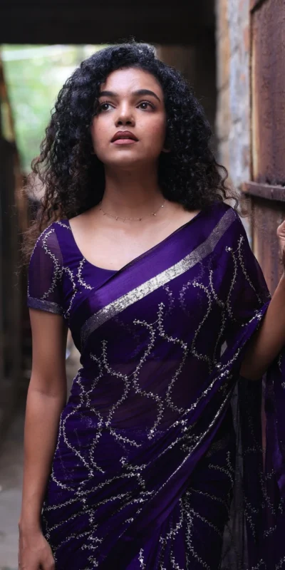 Purple Viscose Satin Sequin Embroidery Work Saree | Sarees, Bollywood Sarees, Creative Sarees, Designer Sarees, Embroidered Sarees, Ethnic Saree, Modern Digital sarees, Party Wear Sarees
