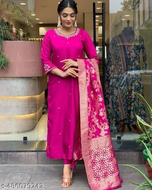 Rani Pink Roman Silk Coding Work Salwar Suit | Jump Suits, Salwar suit, Casual Suits, Creative suits, Designer Suits, Palazzo Suits, Party Wear Suits, Patiala Suits, Straight Suits