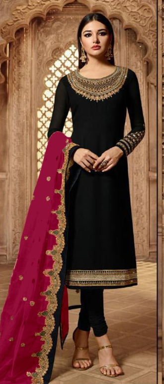 Rani Pink Satin Georgette Stone Work Salwar Suit | Jump Suits, Salwar suit, Casual Suits, Creative suits, Designer Suits, Palazzo Suits, Party Wear Suits, Patiala Suits, Straight Suits
