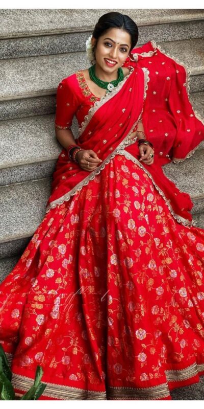 Red Banarasi Jacquard Silk Sequence Work Lehenga Choli | Lehenga, Bollywood Lehenga, Creative Lehenga, Designer Lehenga, Embroidered Lehenga, Party Wear Lehenga