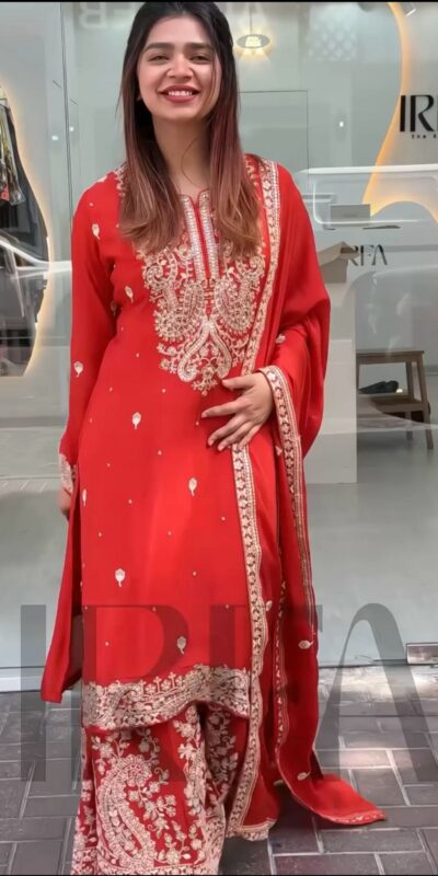 Red Chinon Silk With Embroidery Work Salwar Suit | Jump Suits, Salwar suit, Casual Suits, Creative suits, Designer Suits, Palazzo Suits, Party Wear Suits, Patiala Suits, Straight Suits