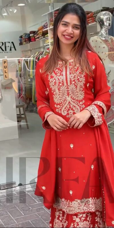 Red Chinon Silk With Embroidery Work Salwar Suit | Jump Suits, Salwar suit, Casual Suits, Creative suits, Designer Suits, Palazzo Suits, Party Wear Suits, Patiala Suits, Straight Suits