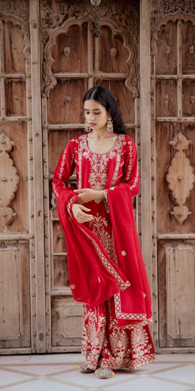 Red Chinon With Sequence Work Salwar Suit | Jump Suits, Salwar suit, Casual Suits, Creative suits, Designer Suits, Palazzo Suits, Party Wear Suits, Patiala Suits, Straight Suits