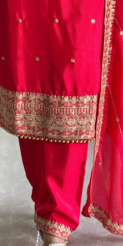 Red Cosmo Silk Heavy Embroidery Sequence Work Salwar Suit | Jump Suits, Salwar suit, Casual Suits, Creative suits, Designer Suits, Palazzo Suits, Party Wear Suits, Patiala Suits, Straight Suits
