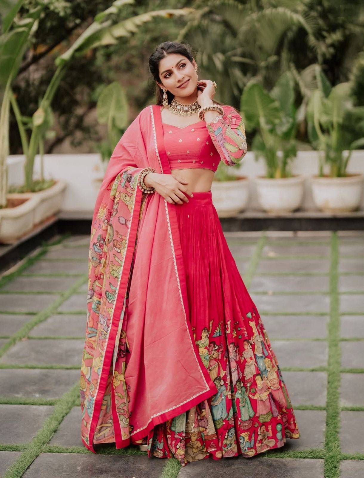 Red Cotton Kalamkari Print Lehenga Choli | Lehenga, Bollywood Lehenga, Creative Lehenga, Designer Lehenga, Embroidered Lehenga, Party Wear Lehenga