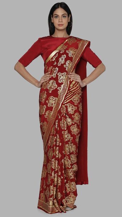 Red Dolla Silk Foil Printed Saree | Sarees, Bollywood Sarees, Creative Sarees, Designer Sarees, Embroidered Sarees, Ethnic Saree, Modern Digital sarees, Party Wear Sarees