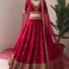 Red Georgette Embroidery Sequence Lehenga Choli | Lehenga, Bollywood Lehenga, Creative Lehenga, Designer Lehenga, Embroidered Lehenga, Party Wear Lehenga