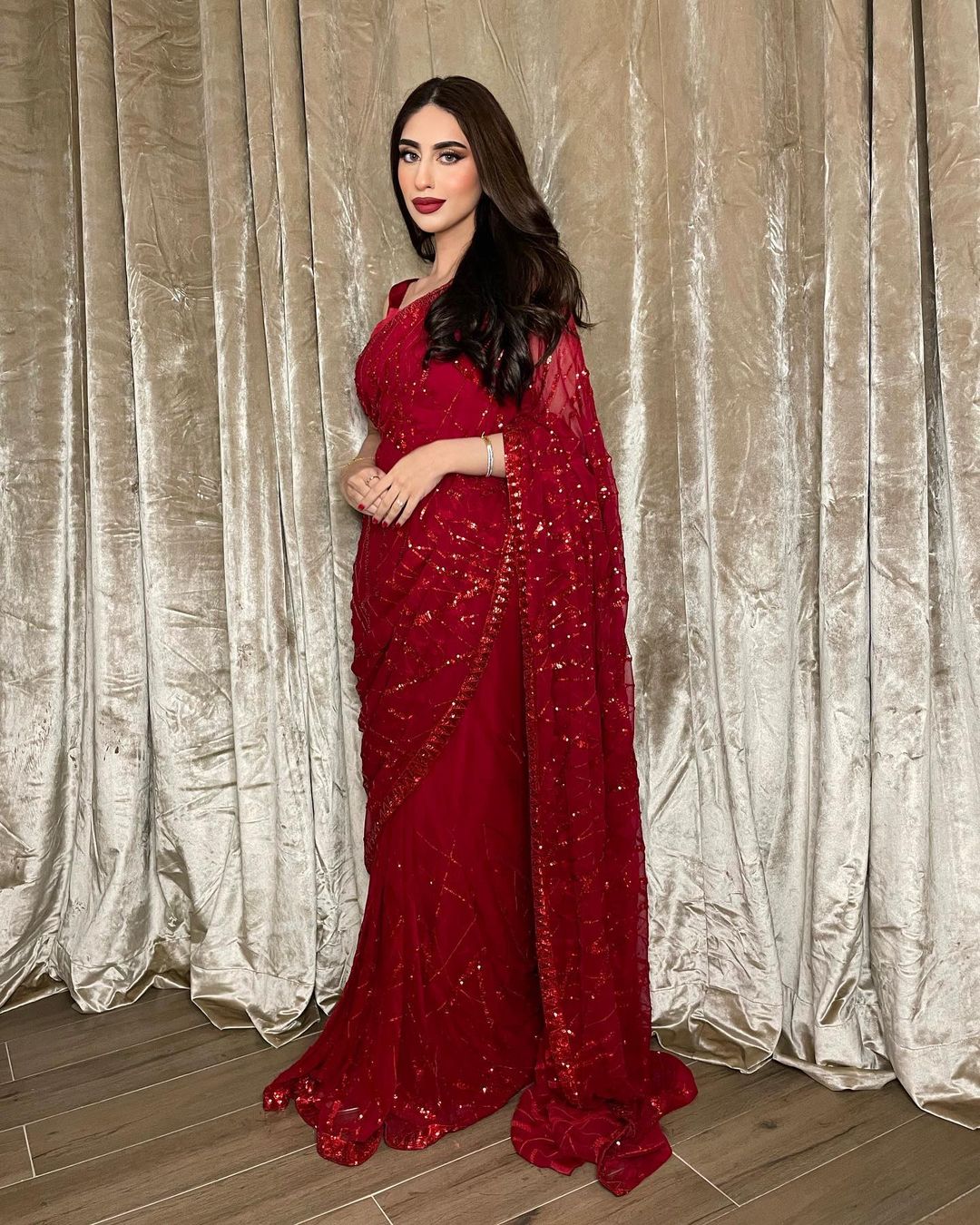 Red Georgette Embroidery Sequence Piping Saree | Sarees, Bollywood Sarees, Creative Sarees, Designer Sarees, Embroidered Sarees, Ethnic Saree, Modern Digital sarees, Party Wear Sarees