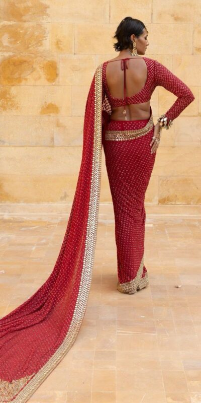 Red Georgette Mirror Embroidery Work Saree | Sarees, Bollywood Sarees, Creative Sarees, Designer Sarees, Embroidered Sarees, Ethnic Saree, Modern Digital sarees, Party Wear Sarees