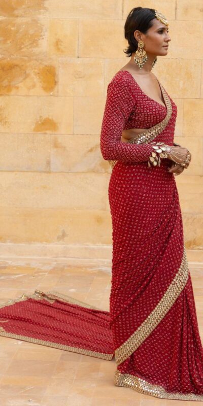 Red Georgette Mirror Embroidery Work Saree | Sarees, Bollywood Sarees, Creative Sarees, Designer Sarees, Embroidered Sarees, Ethnic Saree, Modern Digital sarees, Party Wear Sarees