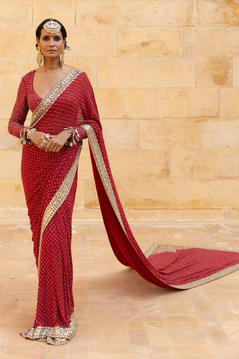 Red Georgette Mirror Embroidery Work Saree | Sarees, Bollywood Sarees, Creative Sarees, Designer Sarees, Embroidered Sarees, Ethnic Saree, Modern Digital sarees, Party Wear Sarees