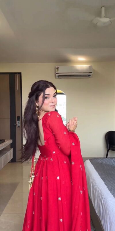 Red Georgette Sequence Gown | Gowns, Bollywood Gowns, Creative Gowns, Designer Gowns, Embroidered Gowns, Party Wear Gowns