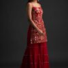 Red Georgette Sharara Suit with Mirror Work | Salwar suit, Casual Suits, Creative suits, Designer Suits, Palazzo Suits, Party Wear Suits, Straight Suits
