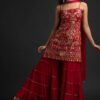 Red Georgette Sharara Suit with Mirror Work | Salwar suit, Casual Suits, Creative suits, Designer Suits, Palazzo Suits, Party Wear Suits, Straight Suits