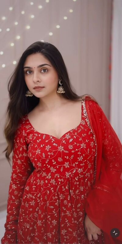 Red Georgette With Embroidery Sequence Gown | Gowns, Bollywood Gowns, Creative Gowns, Designer Gowns, Embroidered Gowns, Party Wear Gowns
