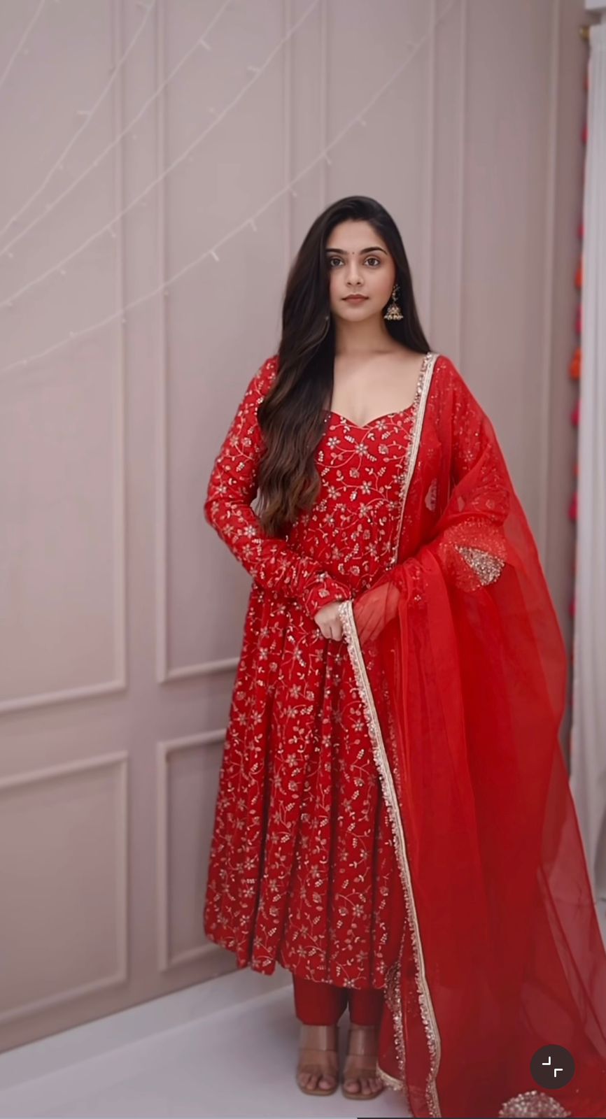 Red Georgette With Embroidery Sequence Gown | Gowns, Bollywood Gowns, Creative Gowns, Designer Gowns, Embroidered Gowns, Party Wear Gowns