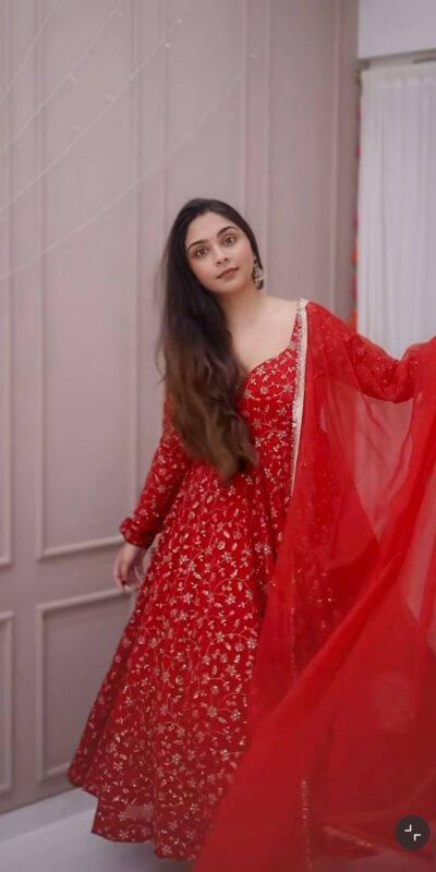 Red Georgette With Embroidery Sequence Gown | Gowns, Bollywood Gowns, Creative Gowns, Designer Gowns, Embroidered Gowns, Party Wear Gowns