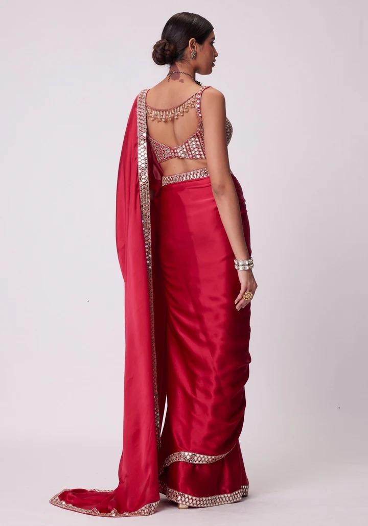 Red Rangoli Silk Mirror Embroidery Work Saree | Sarees, Bollywood Sarees, Creative Sarees, Designer Sarees, Embroidered Sarees, Ethnic Saree, Modern Digital sarees, Party Wear Sarees
