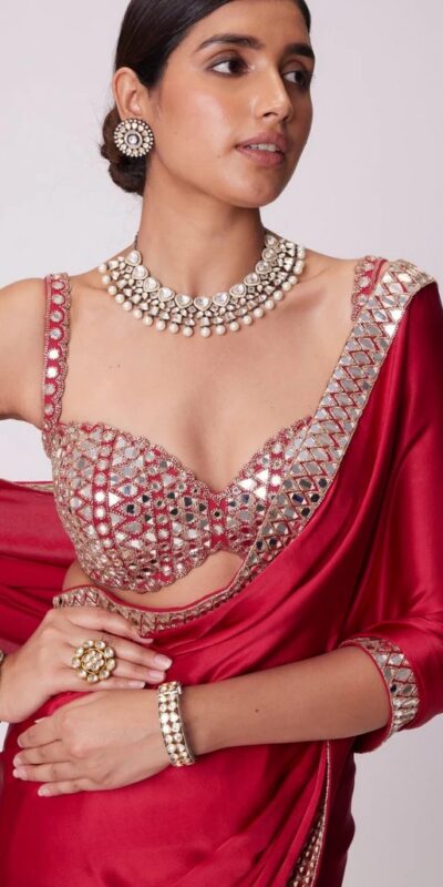 Red Rangoli Silk Mirror Embroidery Work Saree | Sarees, Bollywood Sarees, Creative Sarees, Designer Sarees, Embroidered Sarees, Ethnic Saree, Modern Digital sarees, Party Wear Sarees