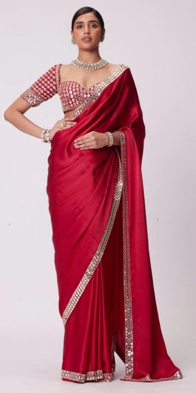 Red Rangoli Silk Mirror Embroidery Work Saree | Sarees, Bollywood Sarees, Creative Sarees, Designer Sarees, Embroidered Sarees, Ethnic Saree, Modern Digital sarees, Party Wear Sarees