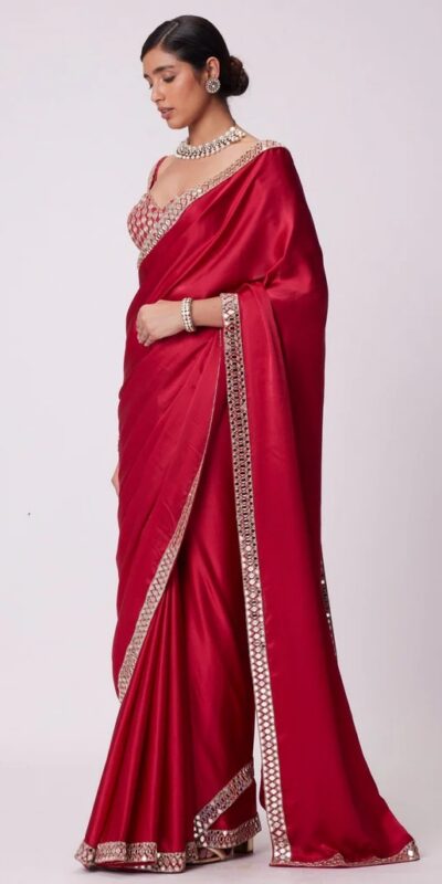 Red Rangoli Silk Mirror Embroidery Work Saree | Sarees, Bollywood Sarees, Creative Sarees, Designer Sarees, Embroidered Sarees, Ethnic Saree, Modern Digital sarees, Party Wear Sarees