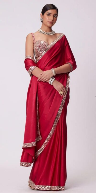 Red Rangoli Silk Mirror Embroidery Work Saree | Sarees, Bollywood Sarees, Creative Sarees, Designer Sarees, Embroidered Sarees, Ethnic Saree, Modern Digital sarees, Party Wear Sarees