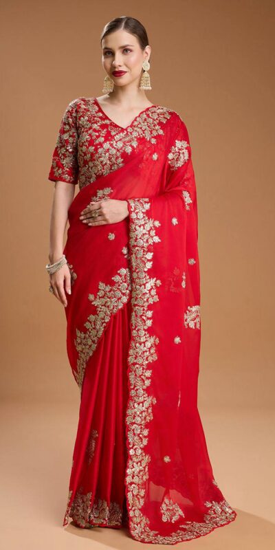 Red Rangoli Silk Sequins Embroidery Work Saree | Sarees, Bollywood Sarees, Creative Sarees, Designer Sarees, Embroidered Sarees, Ethnic Saree, Modern Digital sarees, Party Wear Sarees