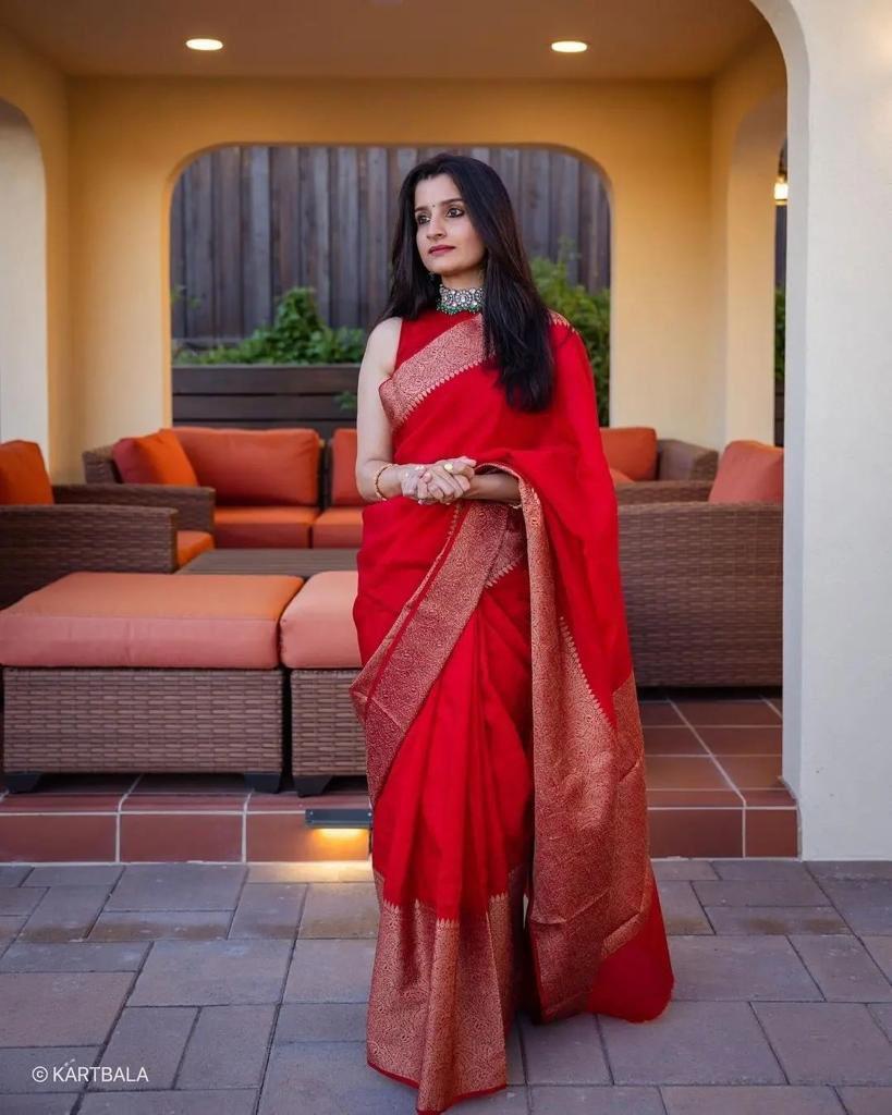 Red Soft Litchi Silk Jacquard Work Saree | Sarees, Bollywood Sarees, Creative Sarees, Designer Sarees, Embroidered Sarees, Ethnic Saree, Modern Digital sarees, Party Wear Sarees