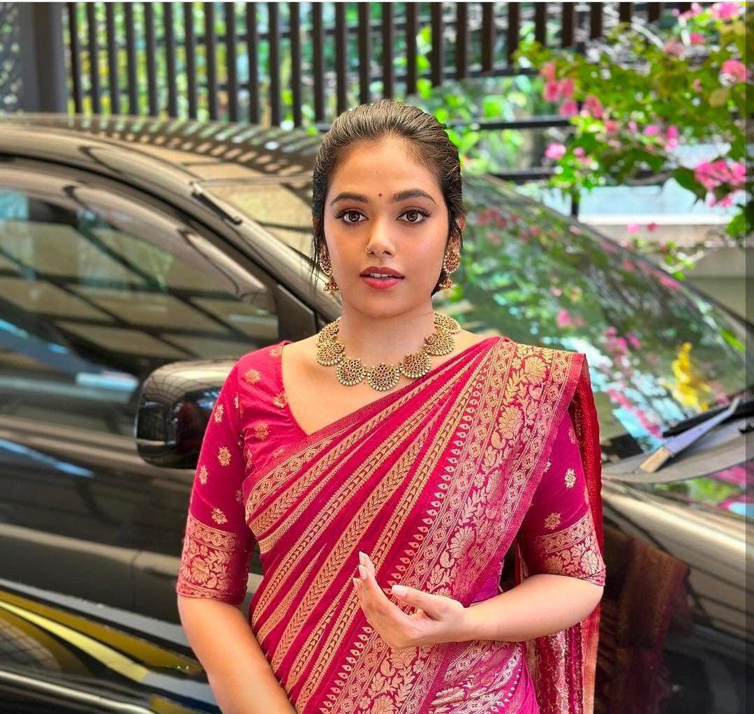Red Soft Litchi Silk On All Over Saree | Sarees, Bollywood Sarees, Creative Sarees, Designer Sarees, Embroidered Sarees, Ethnic Saree, Modern Digital sarees, Party Wear Sarees