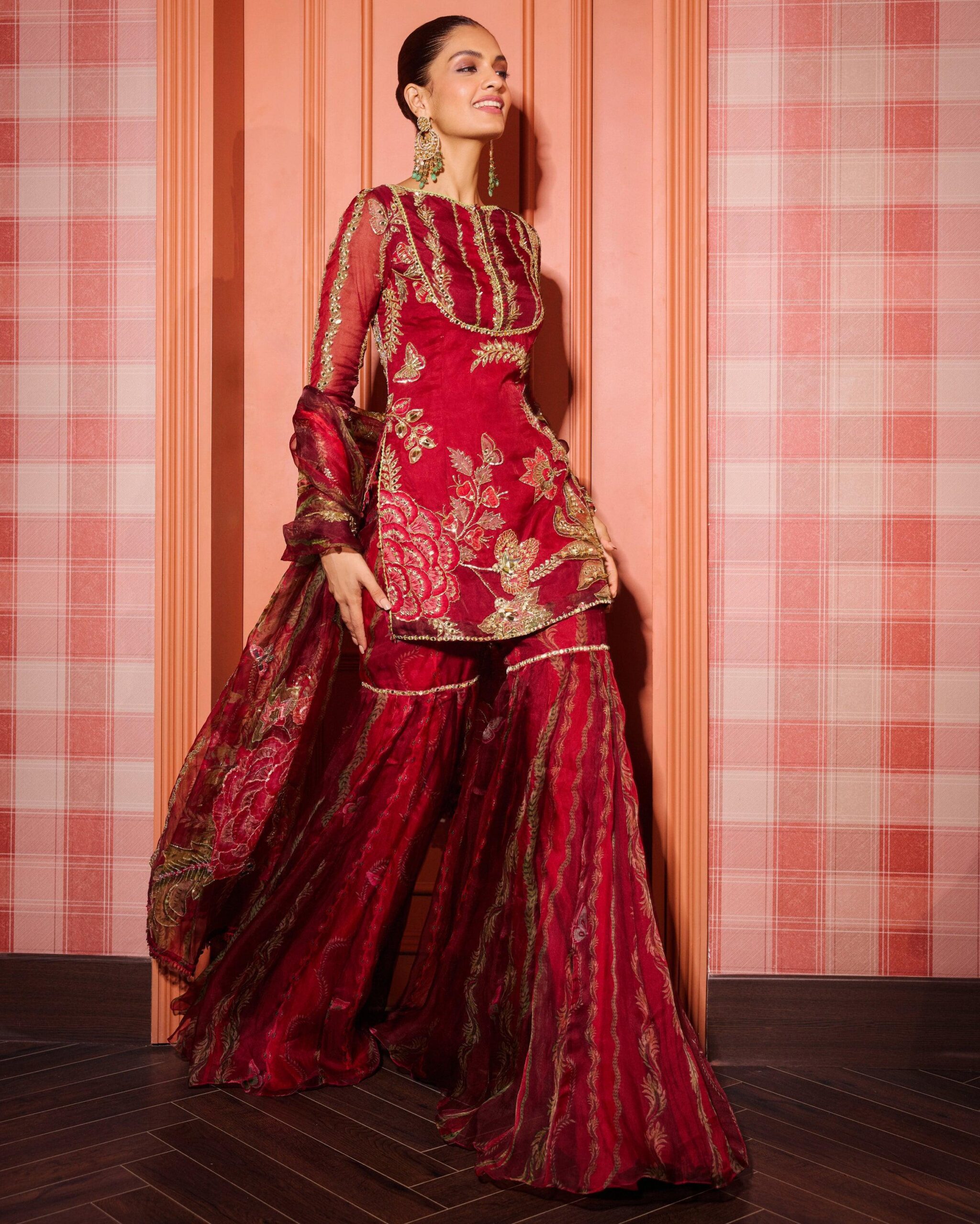 Red Soft Organza Embroidery Mirror Work Salwar Suit | Jump Suits, Salwar suit, Casual Suits, Creative suits, Designer Suits, Palazzo Suits, Party Wear Suits, Patiala Suits, Straight Suits