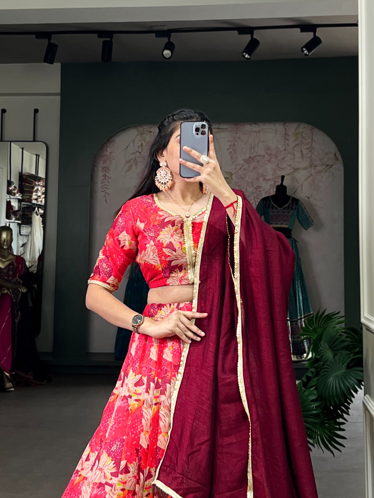 Red Tussar Silk Sequins Work Lehenga Choli | Lehenga, Bollywood Lehenga, Creative Lehenga, Designer Lehenga, Embroidered Lehenga, Party Wear Lehenga