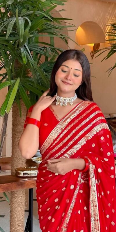 Red Viscose Georgette With Jacquard Zari Saree | Sarees, Bollywood Sarees, Creative Sarees, Designer Sarees, Embroidered Sarees, Ethnic Saree, Modern Digital sarees, Party Wear Sarees