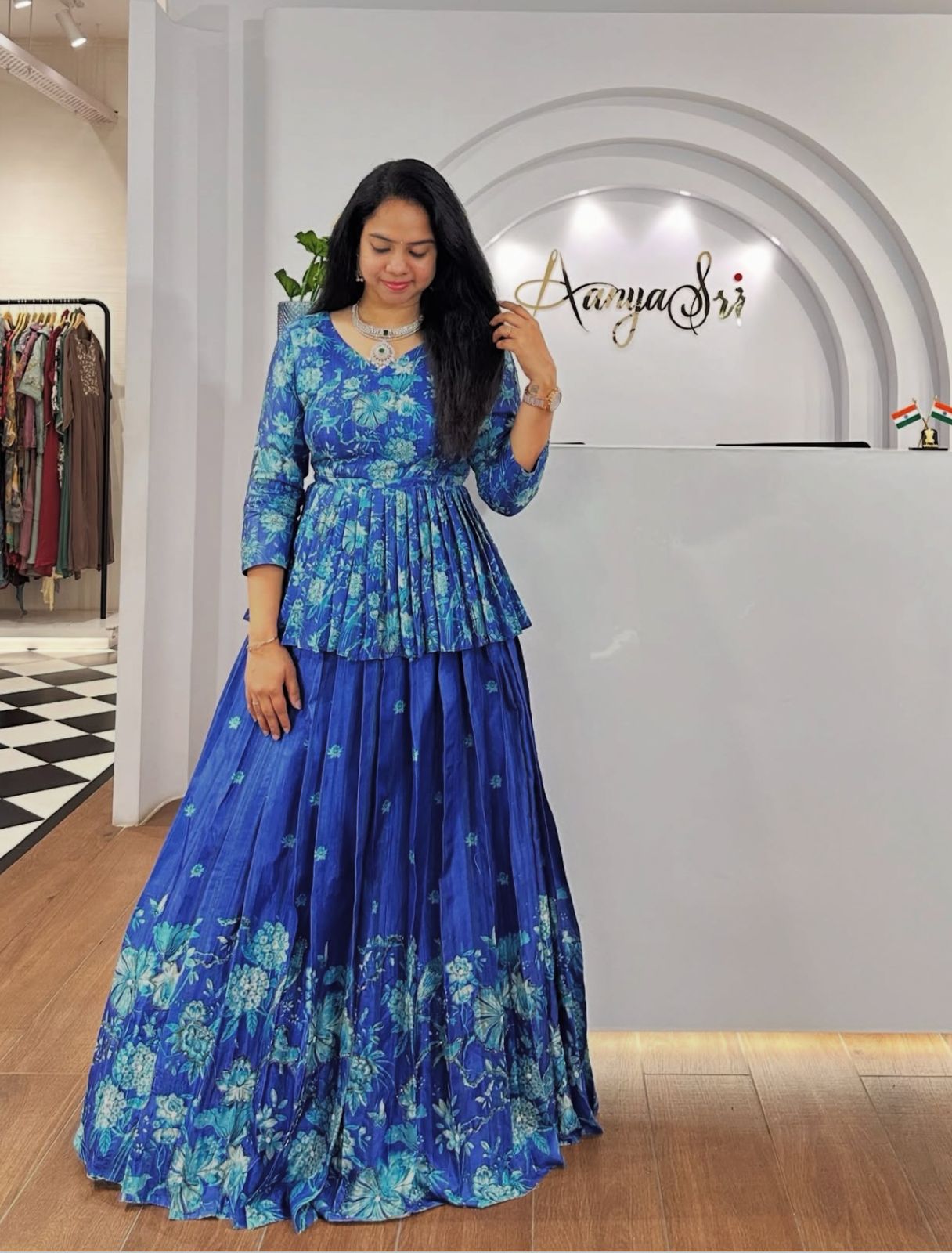 Royal Blue Chinon Digital Print Lehenga Choli | Lehenga, Bollywood Lehenga, Creative Lehenga, Designer Lehenga, Embroidered Lehenga, Party Wear Lehenga