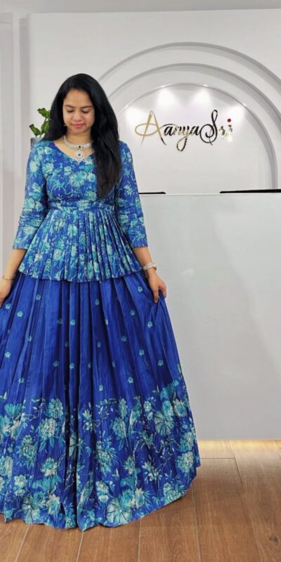 Royal Blue Chinon Digital Print Lehenga Choli | Lehenga, Bollywood Lehenga, Creative Lehenga, Designer Lehenga, Embroidered Lehenga, Party Wear Lehenga